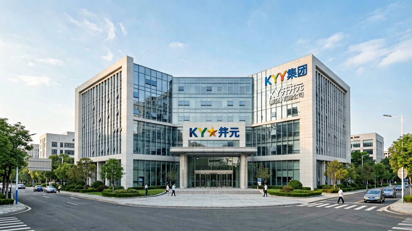 KY开元集团企业总部大楼外观，现代化办公建筑全景